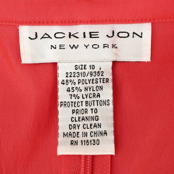 Jackie Jon Top Womens 10 Orange Ruched Front Rhinestone Buttons Back Zip Formal - Picture 3 of 13